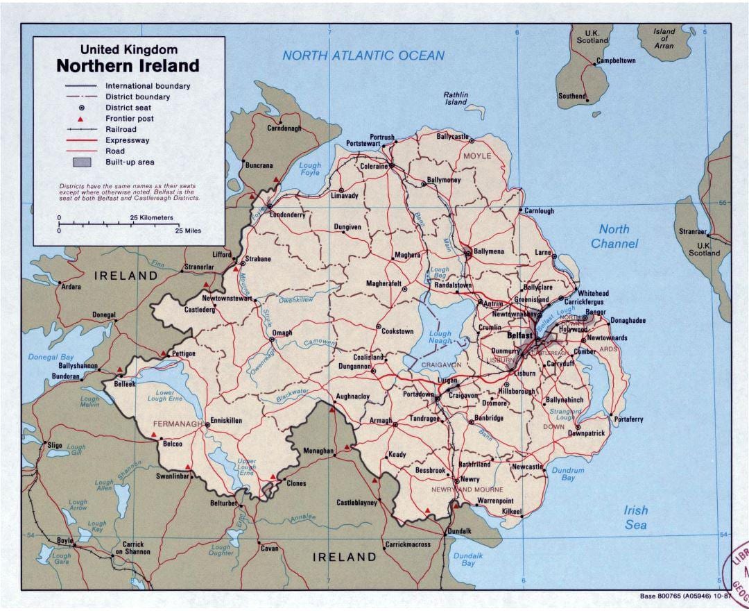 mapa cestnej mapy a severného írska