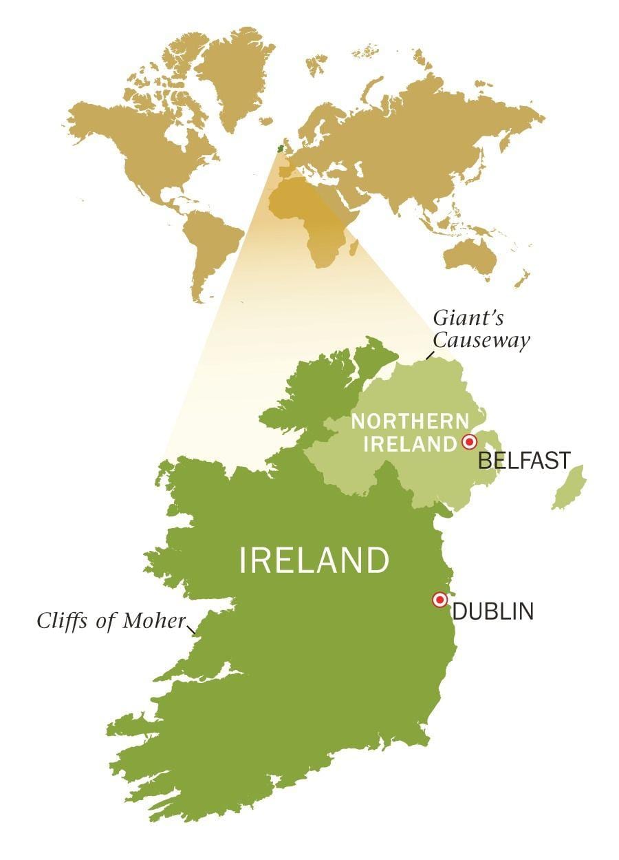 mapa emerald isle írsko
