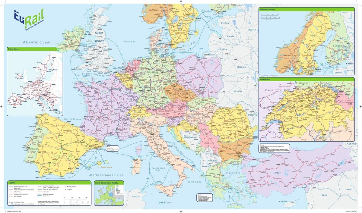 mapa eurail írsko