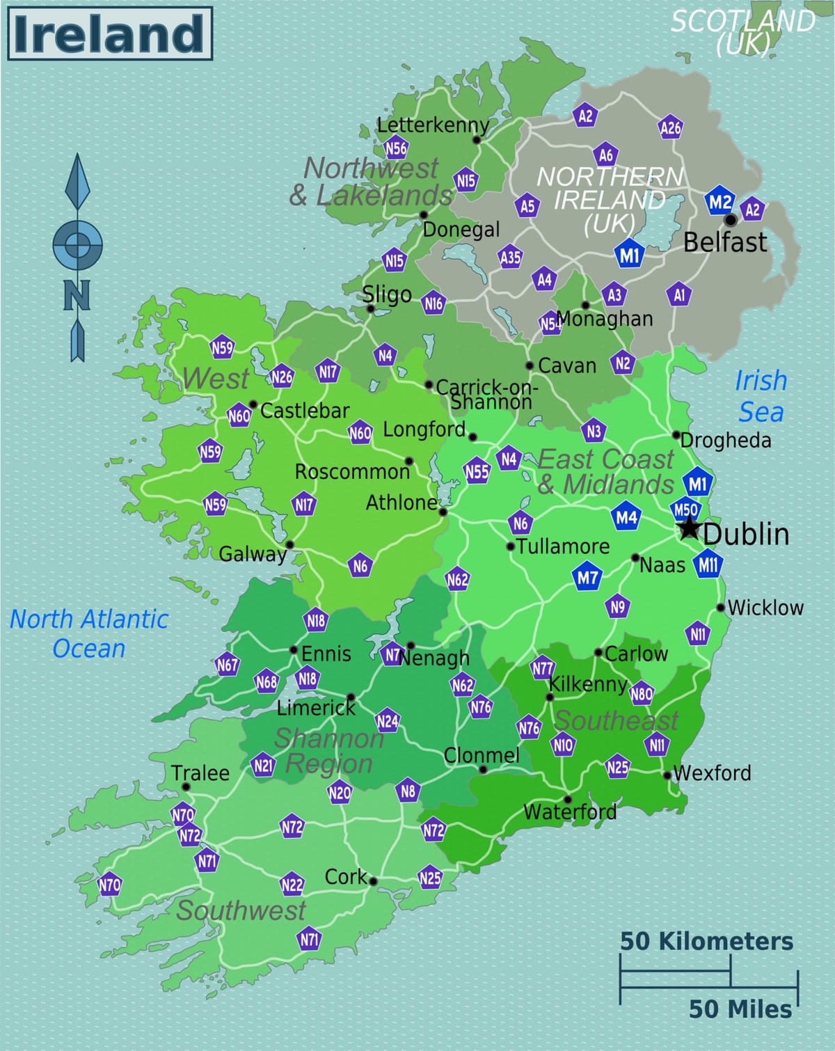 mapa farebné mapy írsko