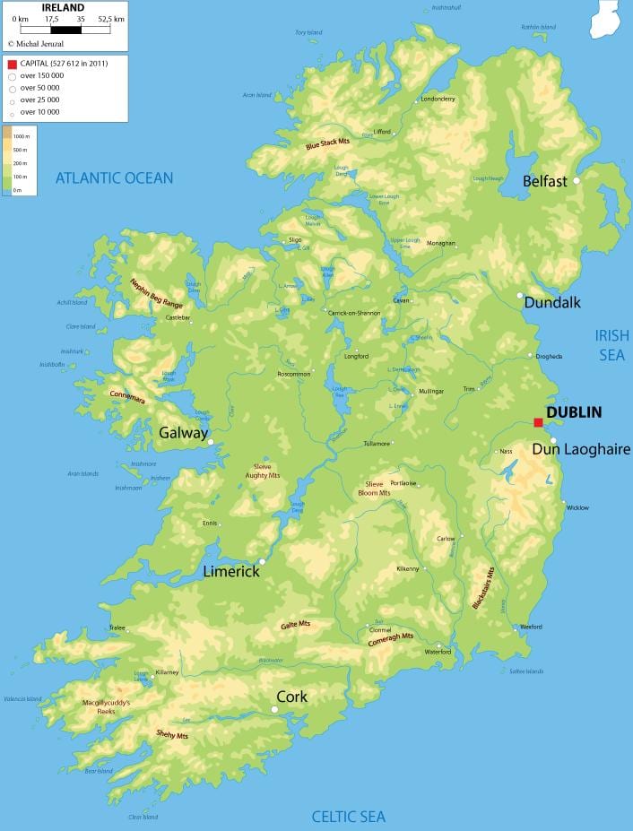 reliéf mapa írska