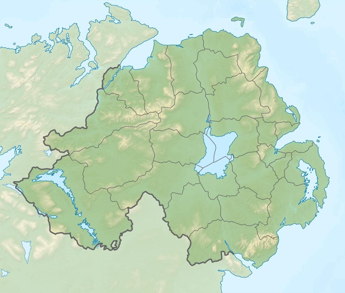 mapa fyzickej mape severné írsko