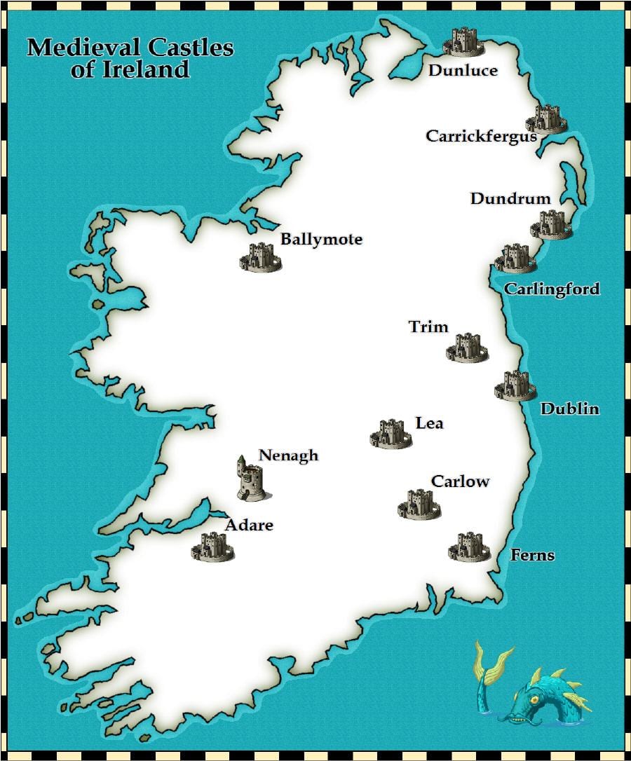 mapa hradov v írsku