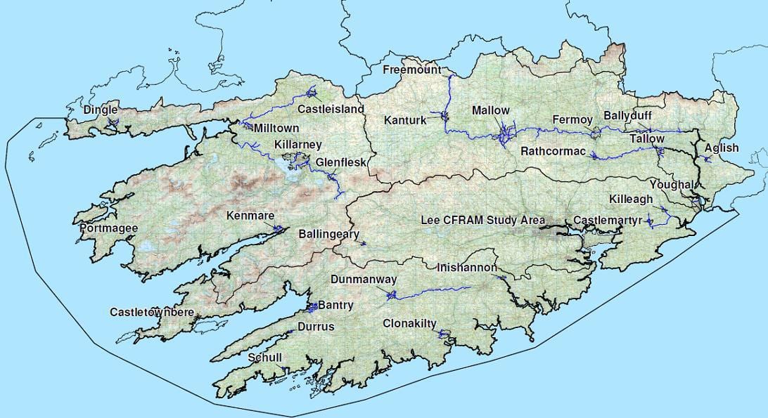 podrobná mapa juhozápadné írsko