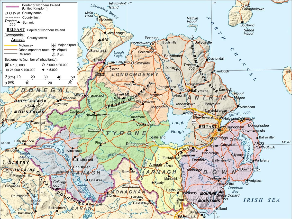 mapa letiská v severnom írsku