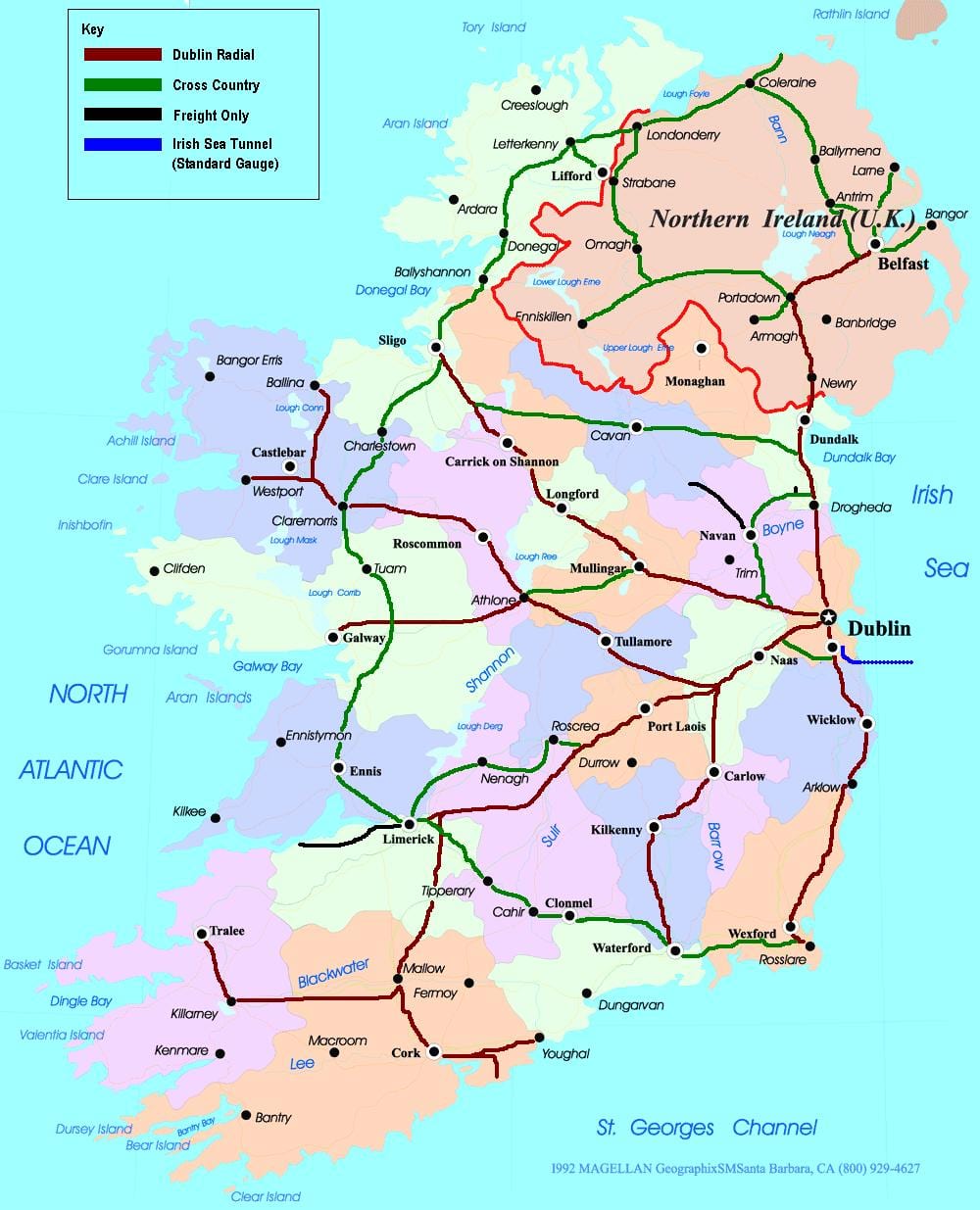 mapa z vlakovej cesty v írsku