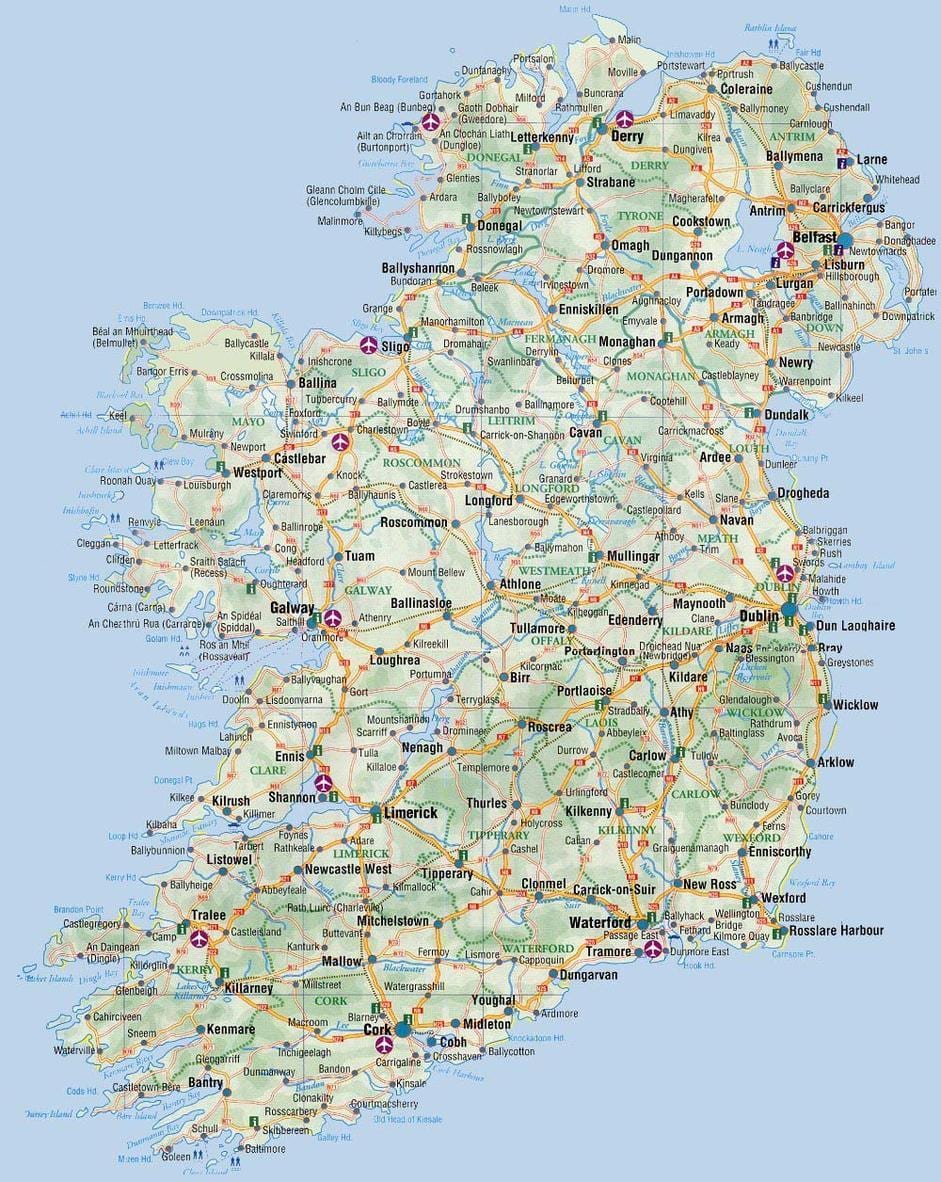 mapa írsko