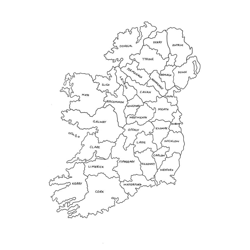 mapa obrys mapy írsko