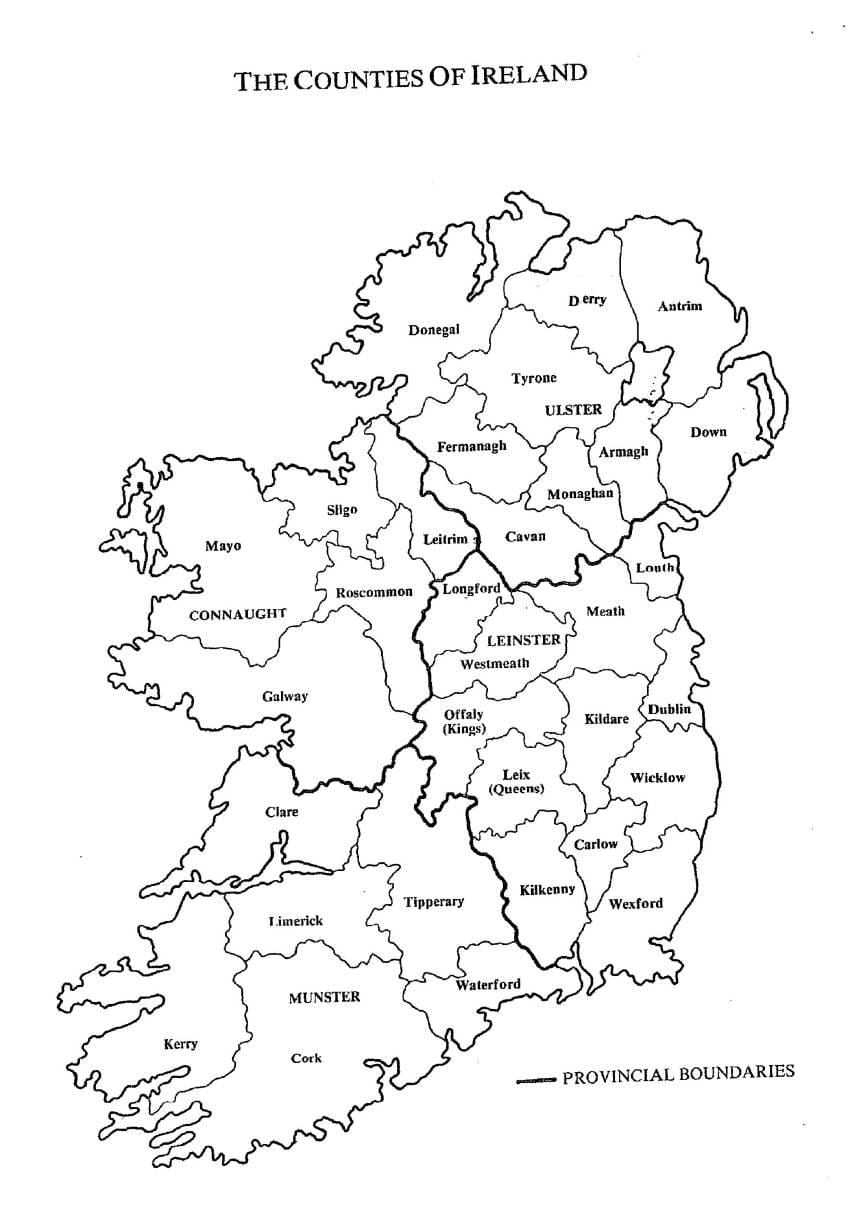 nákres mapa írsko
