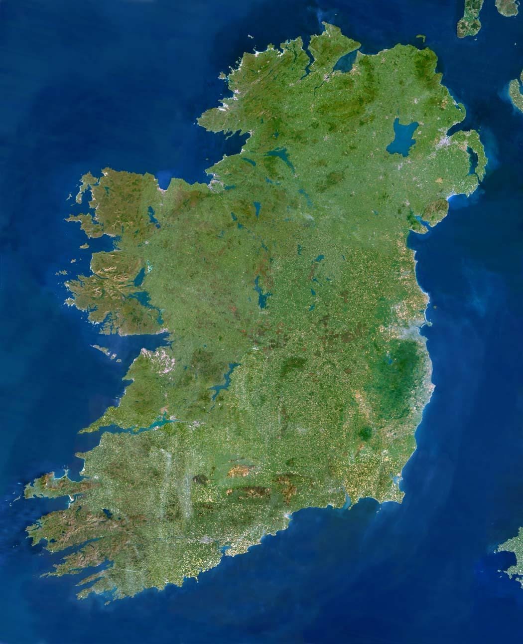 mapa satelitná mapa írsko