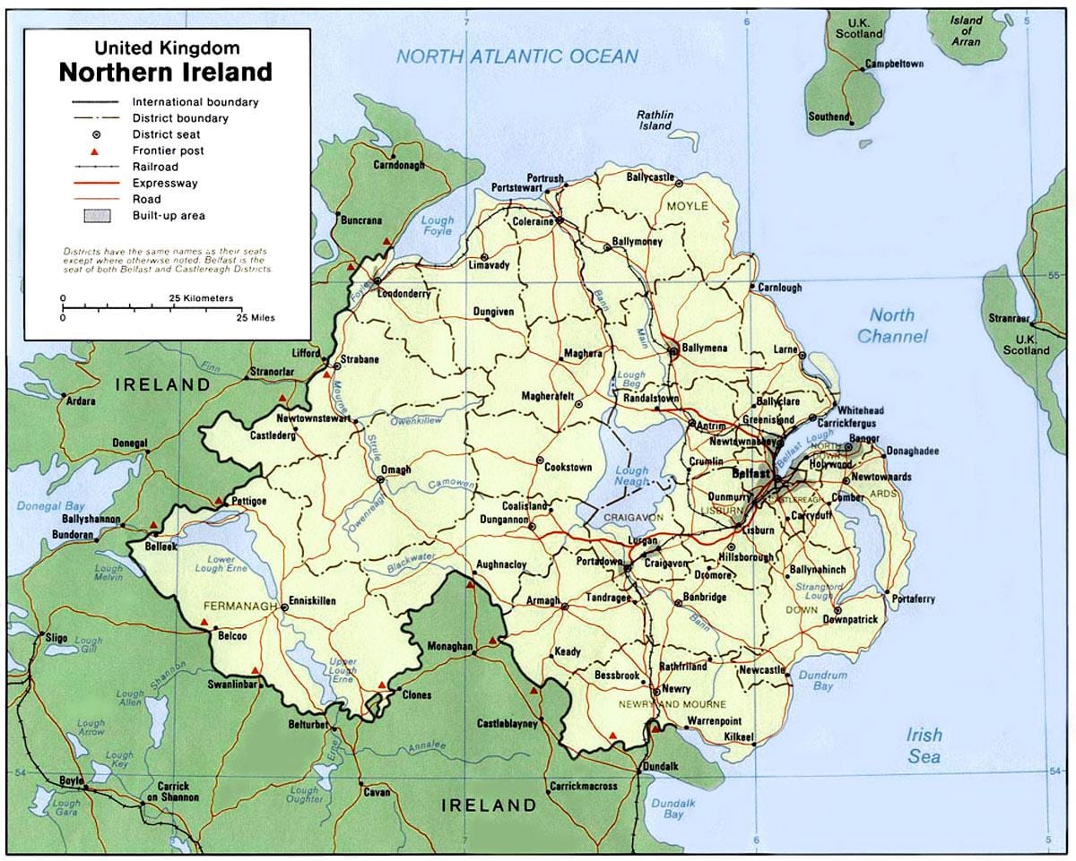 mapa n írsko