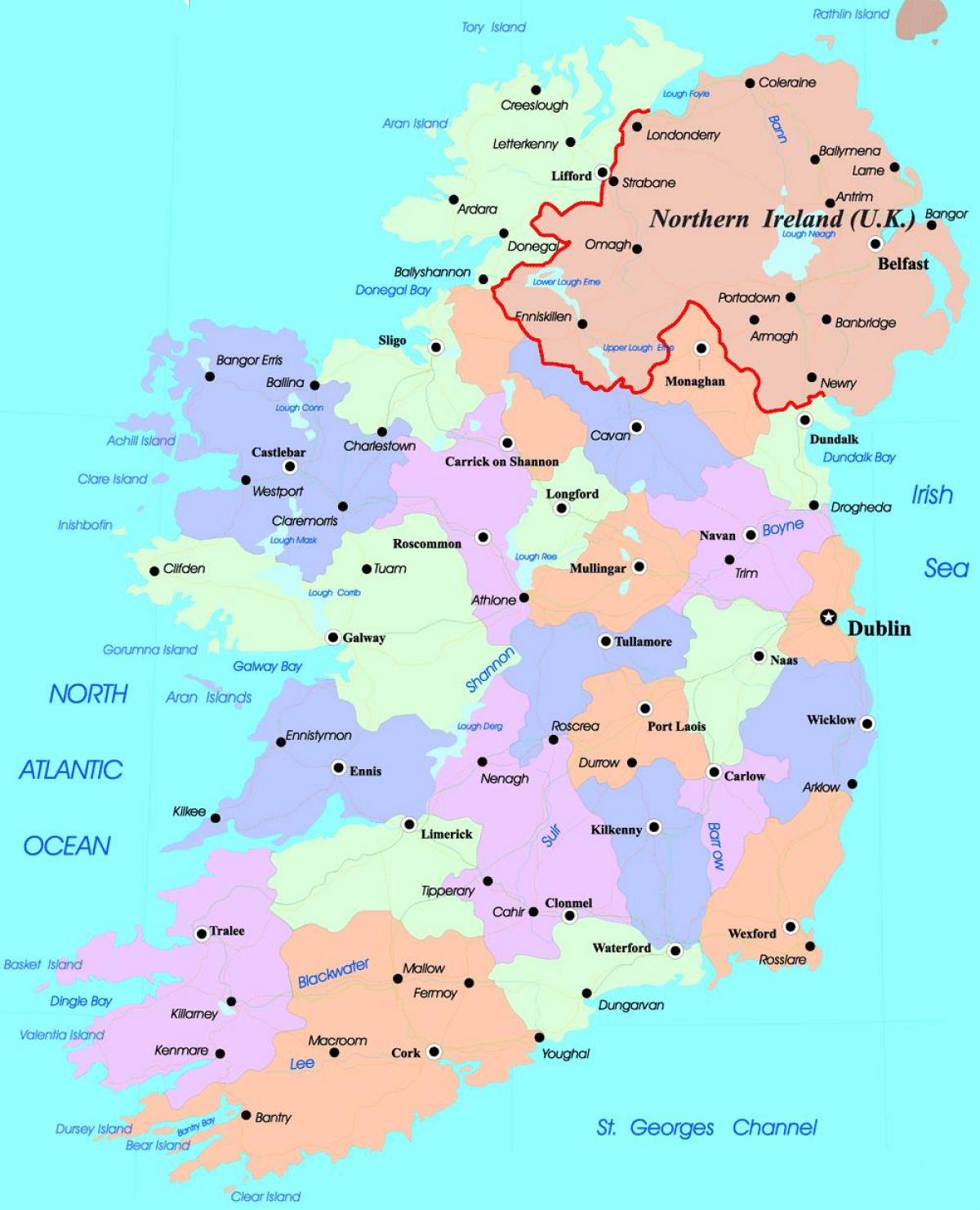 politická mapa a severného írska