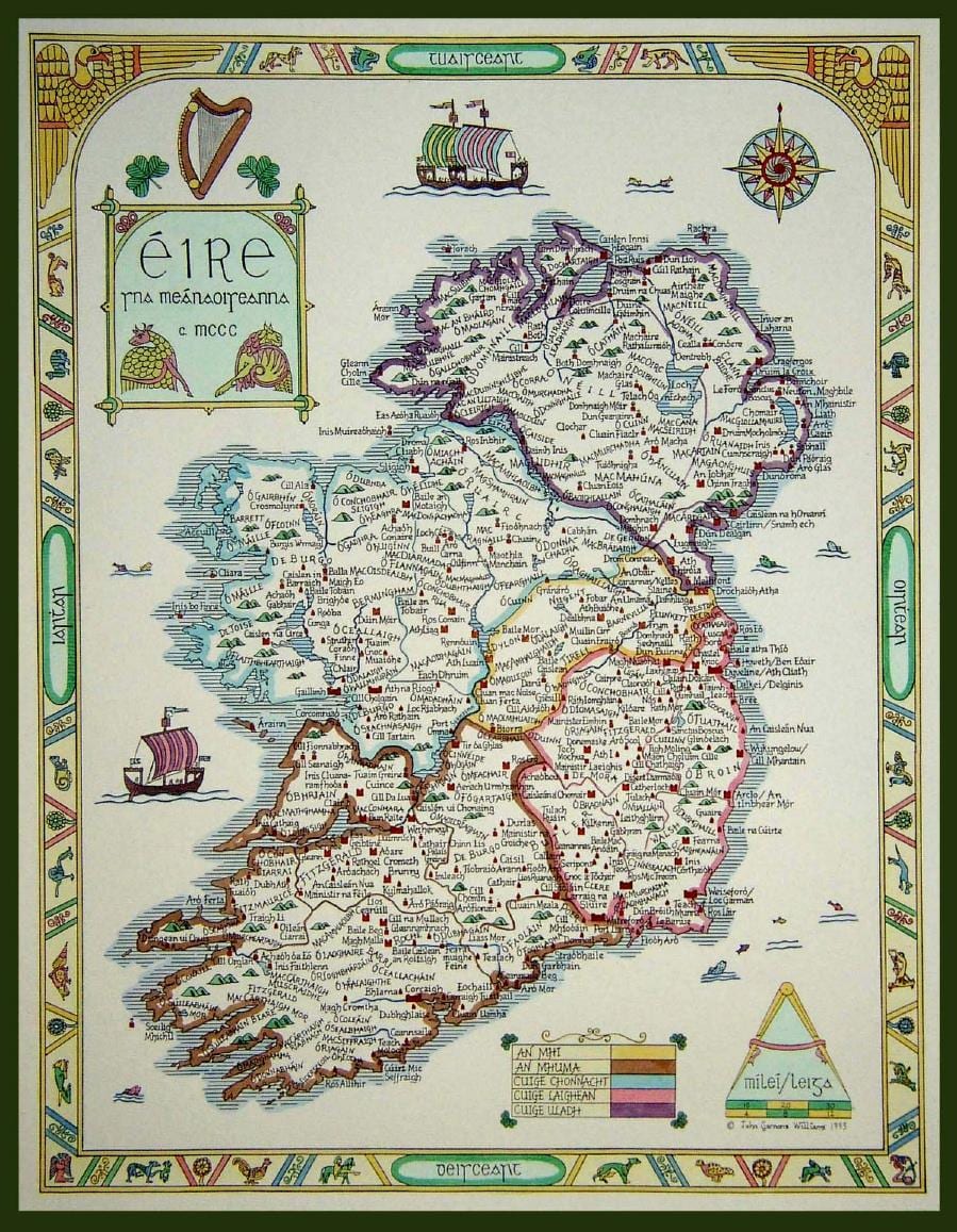 mapa stredoveké írsko
