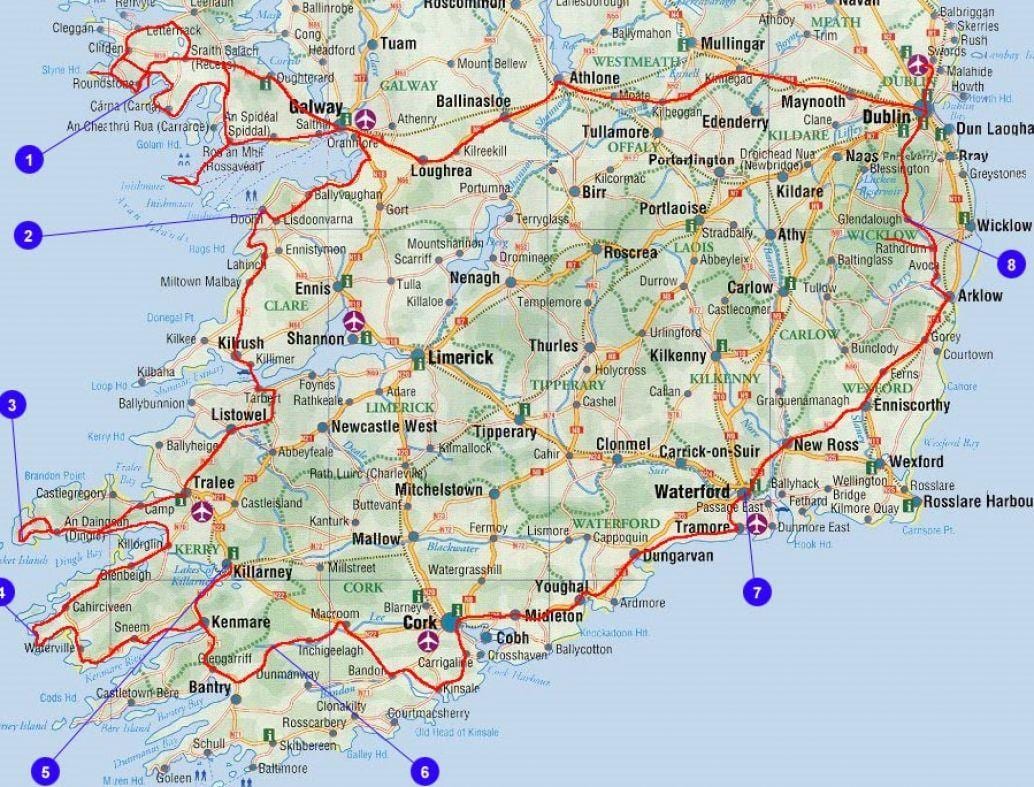 mapa cestovné írsko