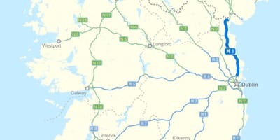 Mapa diaľnice írsko