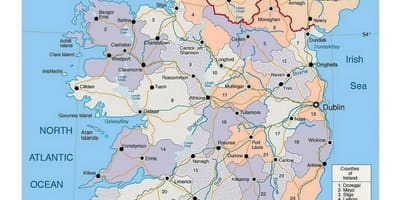 Mapa írska s mestá