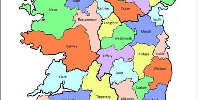 Mapa írsko 32 kraja