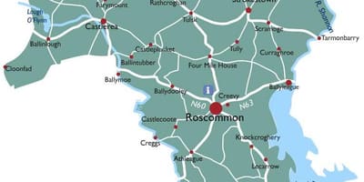 Mapa kraj roscommon írsko