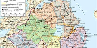 Mapa letiská v severnom írsku
