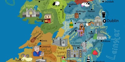 Kreslená mapa írsko