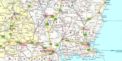 Mapa juhozápadné írsko